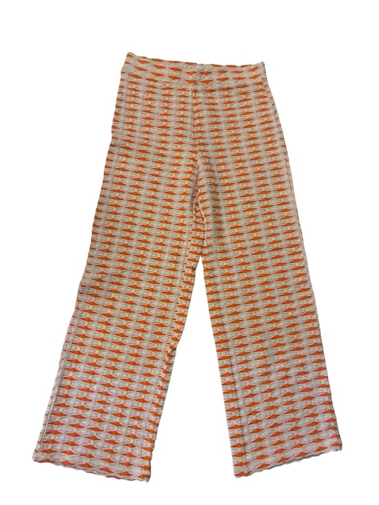 Zara Pants - Zara Orange and White Patterned Wide-Leg Knit Pants